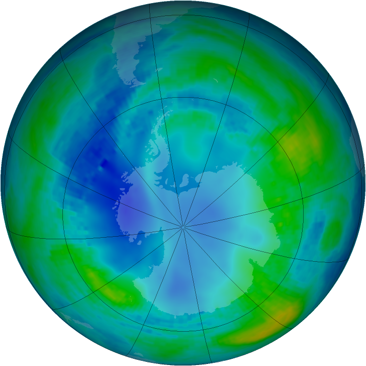 Antarctic ozone map for 09 May 2002